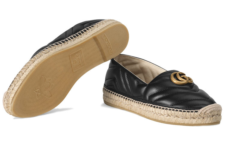 (WMNS) Gucci Double G Espadrille 'Black Leather' 551890-BKO00-1000