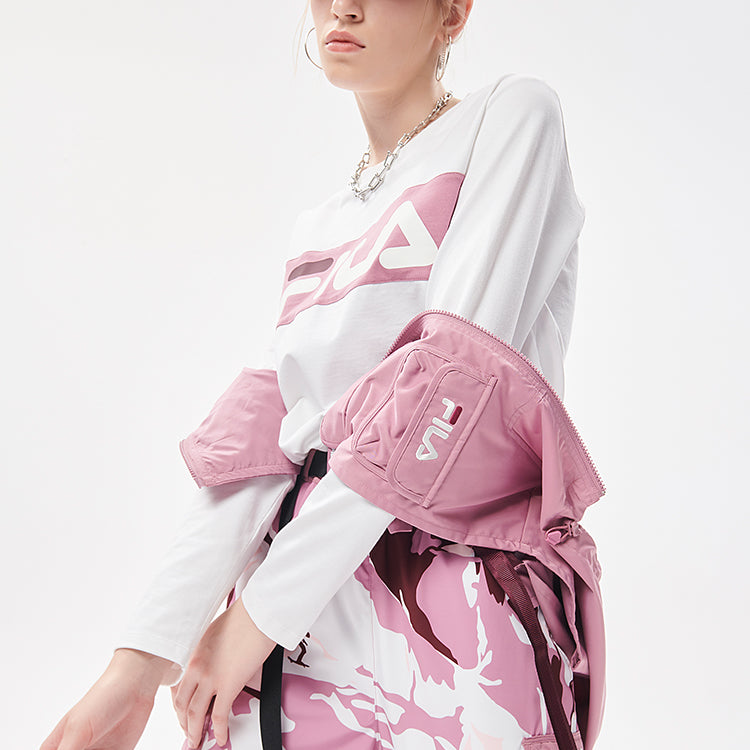 (WMNS) FILA FUSION Contrasting Colors Logo Cargo Long Sleeves Pink T11W133201F-PK