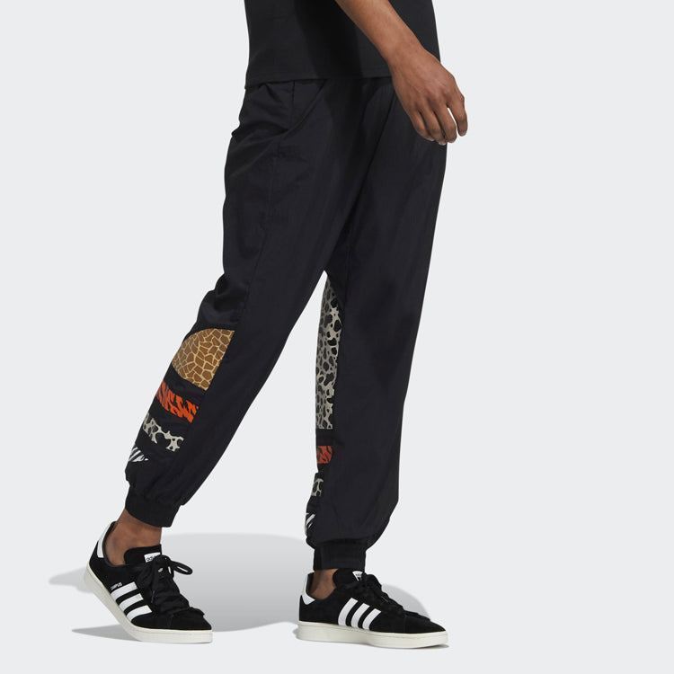 adidas x Atmos Crossover Leopard print Logo Bundle Feet Sports Pants 'Black' GT7294