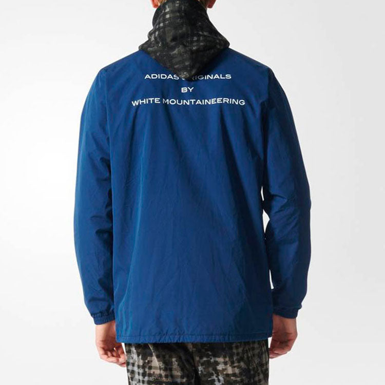 adidas originals x White Mountaineering Crossover Splicing Contrasting Colors Windproof Fleece Lined Sports Jacket Blue AY3115