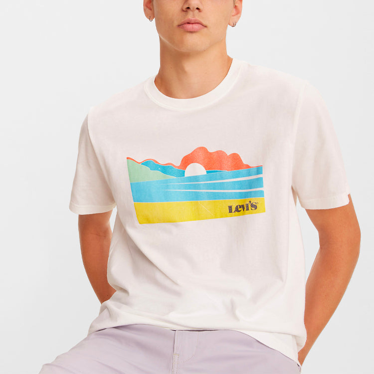 Men's Levis Printing Round Neck Short Sleeve White 16143-0225