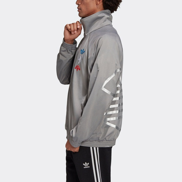 adidas originals Logo Metallic Sports Jacket Gray FS7322