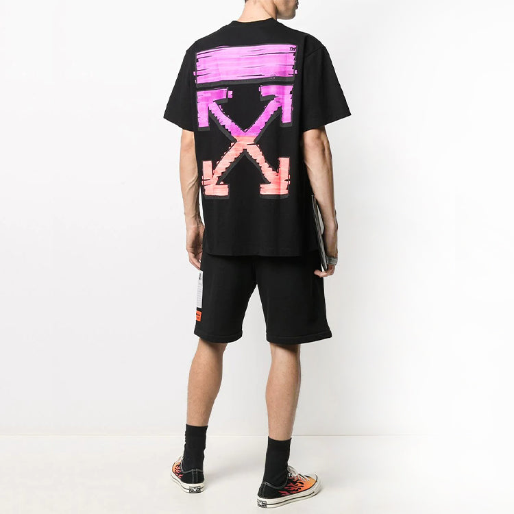 Off-White SS21 Pink Gradient Marker Arrow Short Sleeve For Men Black OMAA038R21JER0021032