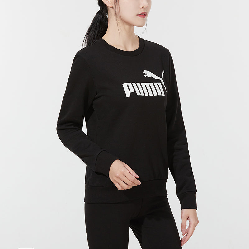 (WMNS) PUMA Essential Logo Fleece Crew Neck Sweater 'Black' 847678-01