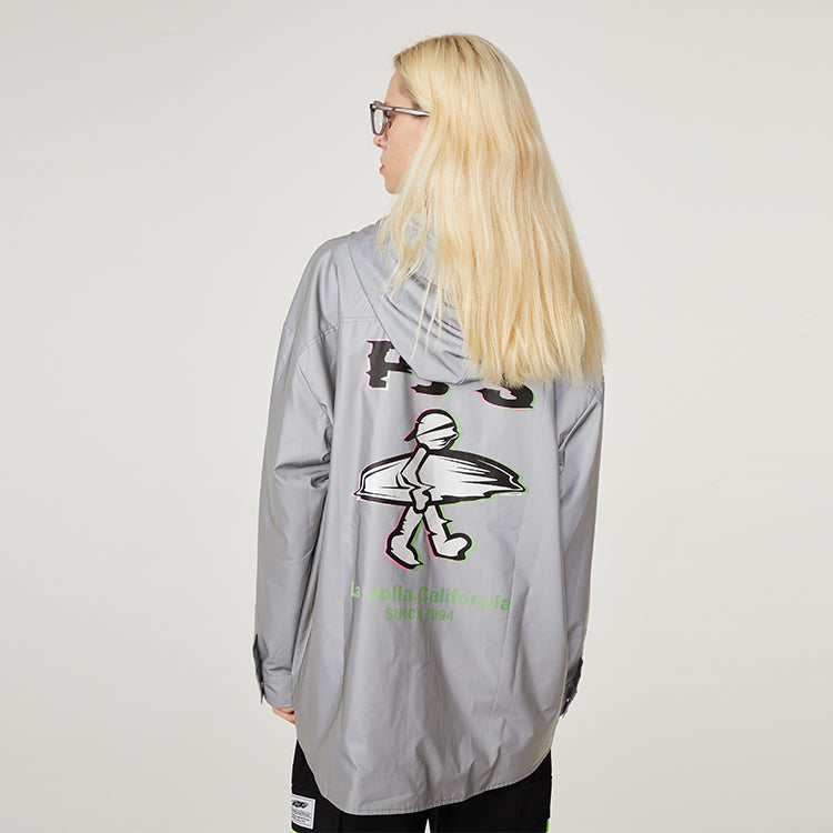 PJs Vigor Surf Laser Reflective Classic Series hooded Windproof Reflective Jacket Unisex Silver Gray 20FWJK20013P