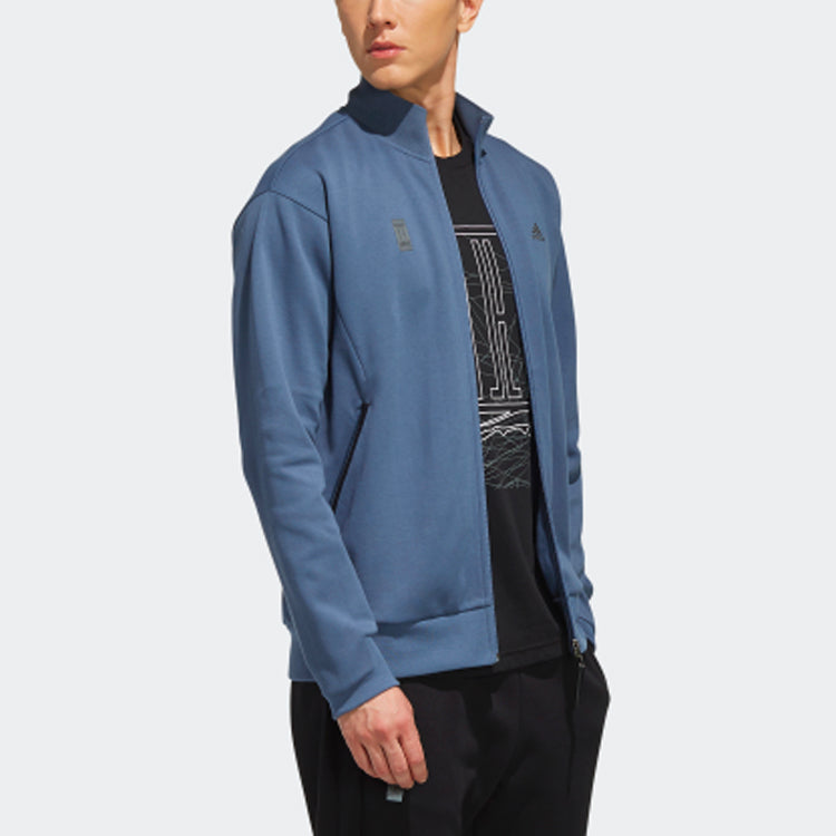 adidas WJ TT Zipper Stand Collar Casual Sports Jacket Blue Gray FK4473