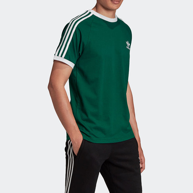 adidas originals 3-Stripes Tee Casual Round Neck Loose Logo Stripe Short Sleeve Dark Green GD9935