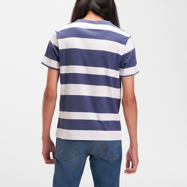 Men's Levis Round Neck Stripe Short Sleeve Blue White T-Shirt 56809-0039