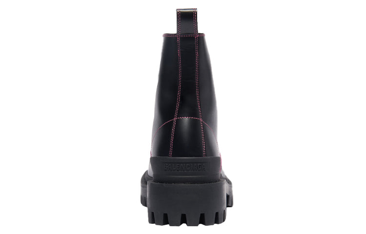 (WMNS) Balenciaga Strike Lace-up Martin Boots Black/Pink 590974WA9641056