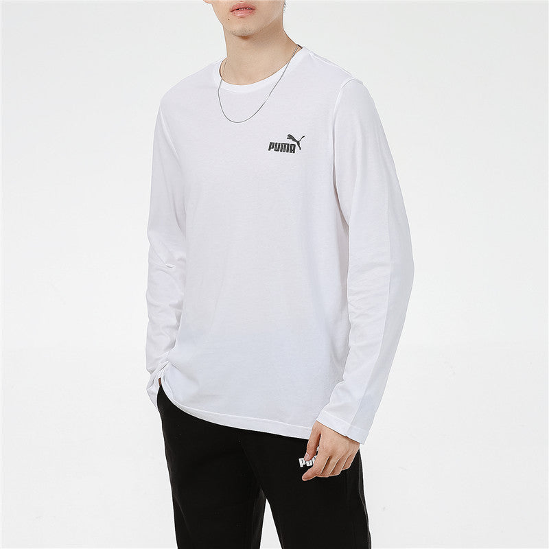 PUMA Logo Print Training Sports Breathable Round Neck Long sleeve T Shirt Men s White 589027-02