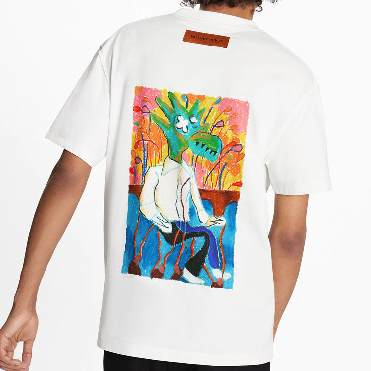 LOUIS VUITTON LV SS21 Graphic Print Round Neck Pullover Short Sleeve For Men White 1A8P0U