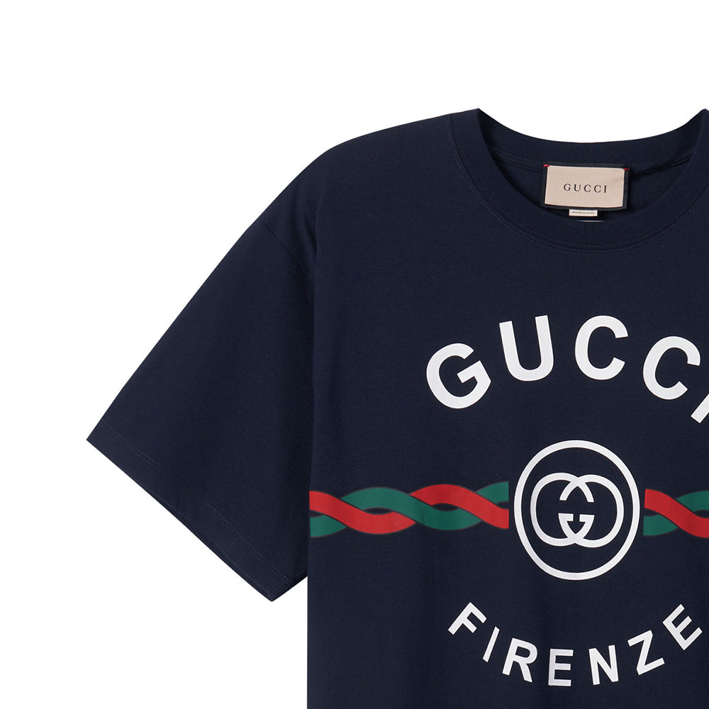 Gucci Firenze Print Tee 'Navy' 616036-XJD7T-4795
