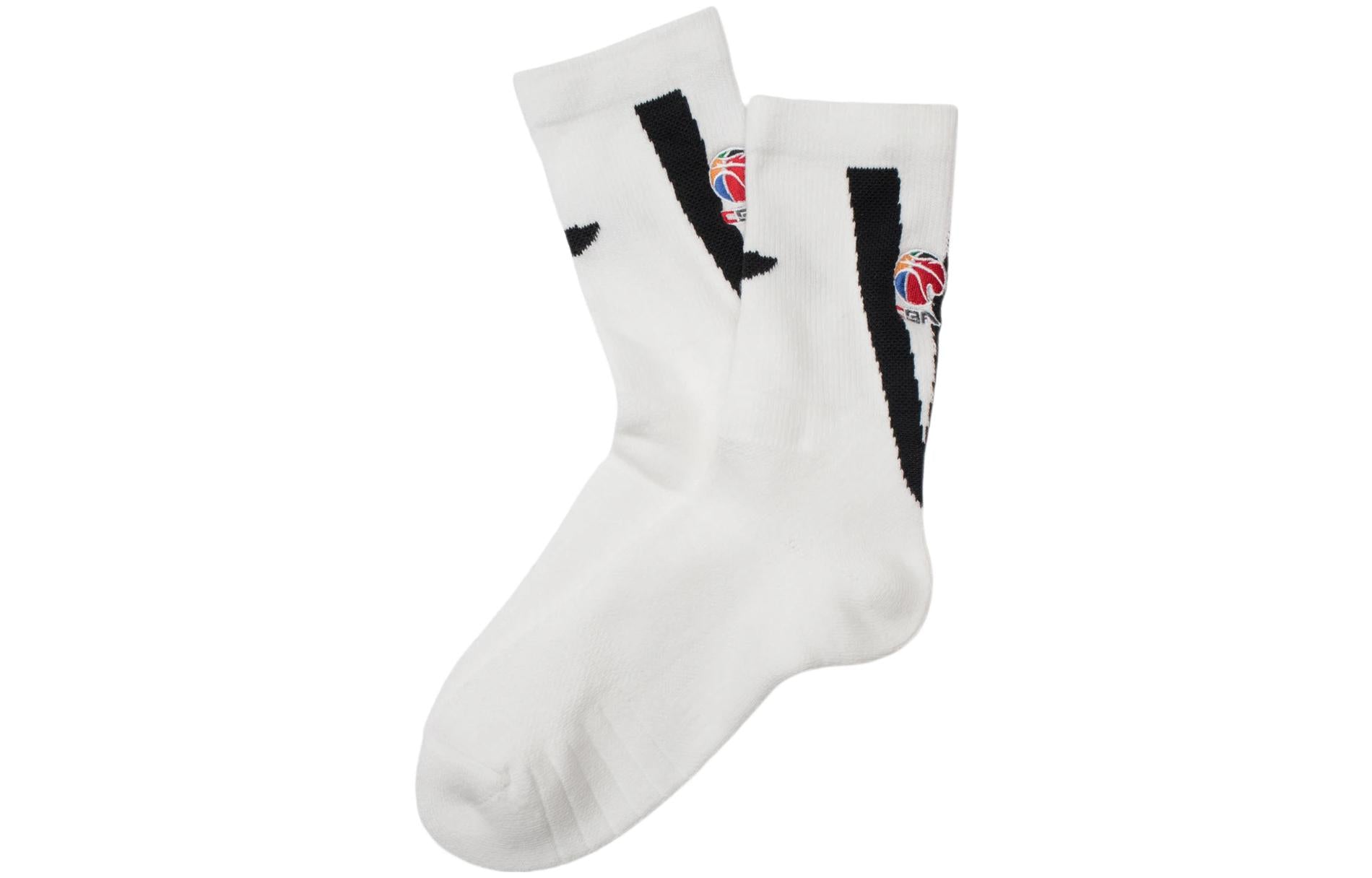 Li-Ning Basketball Mid Socks 'White Black' AWLS021-1