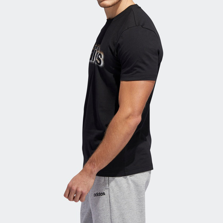 adidas Sports Training Round Neck Black Foil Graphic Tee 'Black' EI4607