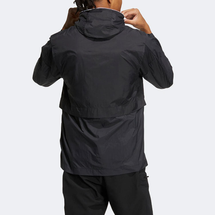 adidas Terrex U Voyg Light Wb Solid Color Zipper Hooded Jacket Couple Style Black HE5182