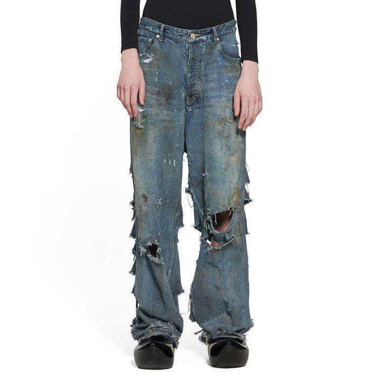 Balenciaga Super Destroyed Baggy Pants 'Light Blue' 745248TNW014012
