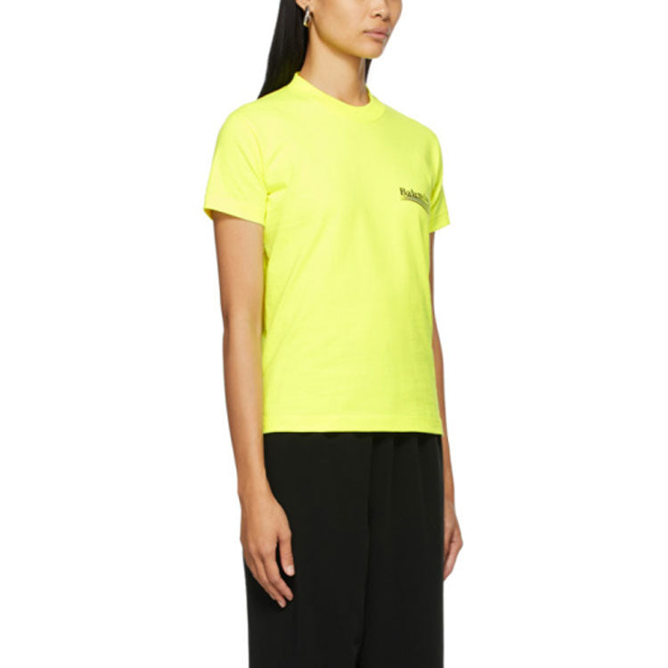 Balenciaga Logo Printing Round-neck Yellow 612964TJVF77110