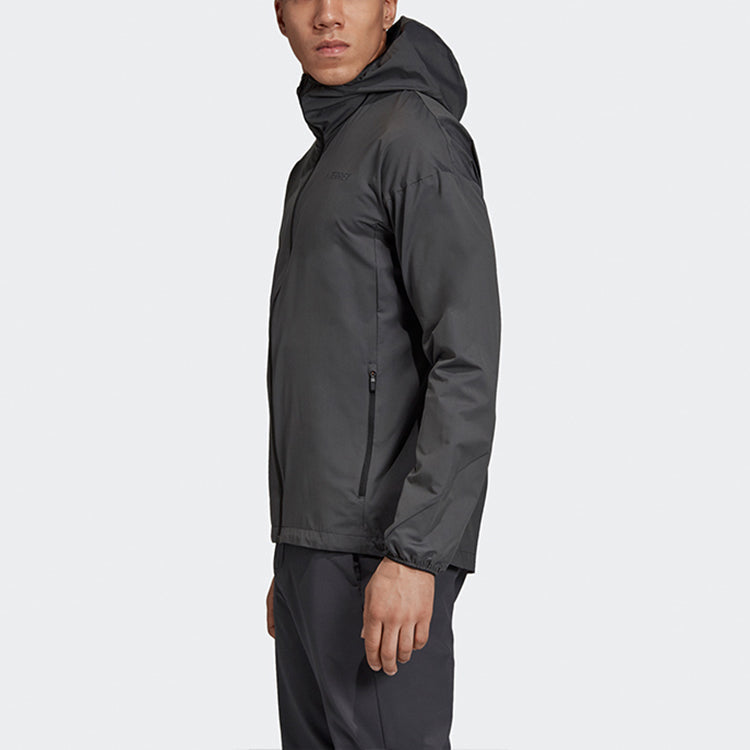 adidas Solid Color hooded Casual Training Sports Jacket Gray DT4144