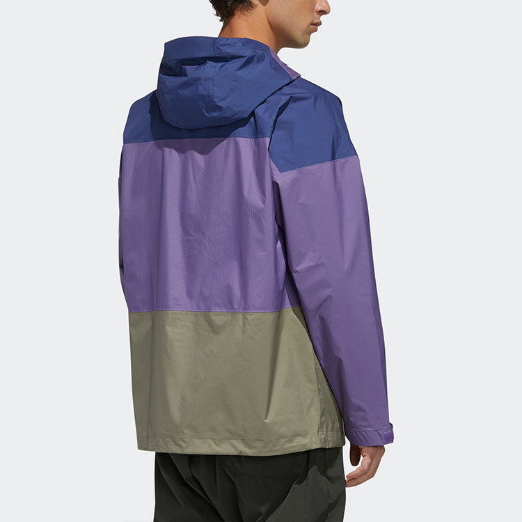 adidas Terrex Xplr Rain 2.5 J Outdoor Sports waterproof Colorblock Hooded Jacket Purple FN0832
