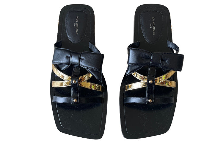 (WMNS) LOUIS VUITTON Peplum Sandals 'Black Gold' 1A9CEH