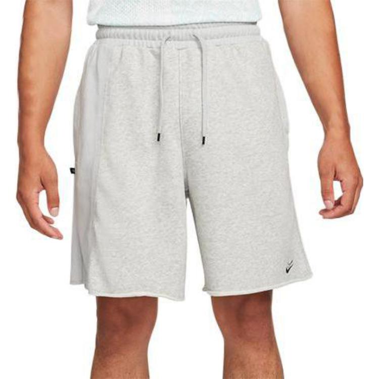 Nike Durant French Terry Breathable Sports Drawstring Solid Color Splicing Embroidered Alphabet Loose Shorts Gray DH7374-050