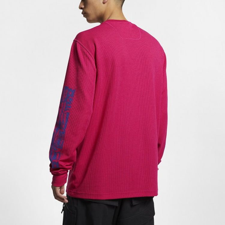 Men's Nike ACG Waffle Casual Sports Printing Pullover Long Sleeves Rose Red BQ7205-666