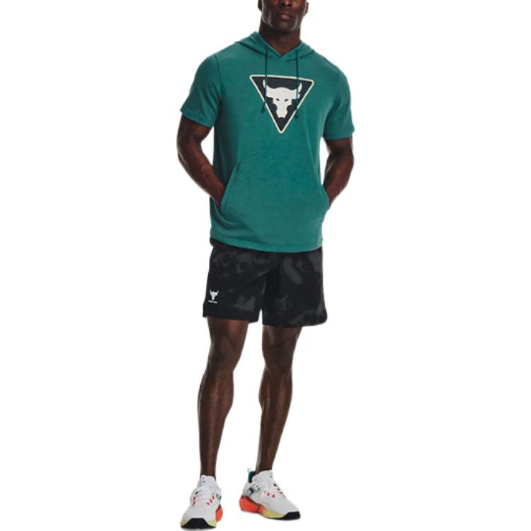 Under Armour Project Rock Terry Short Sleeve Hoodie 'Teal' 1378019-722