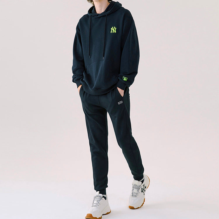 MLB NY hooded Loose Large LOGO Printing Sports Long Sleeves Unisex Black 31HD01011-50L