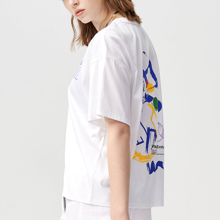 FILA FUSION Back Graffiti Printing Loose Sports Short Sleeve White T11W121103F-WT
