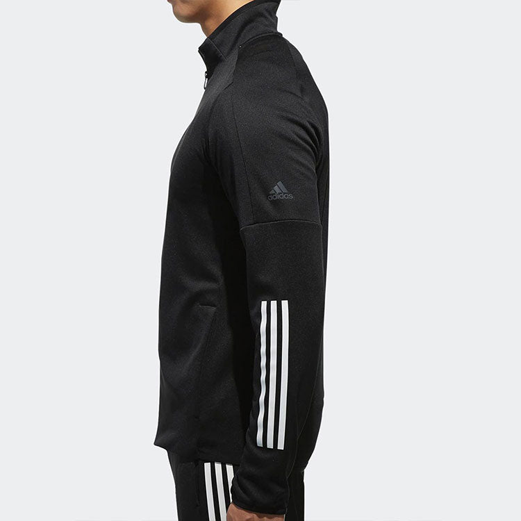 adidas Tennis Sports Stripe Logo Printing Stand Collar Jacket Black CF7970