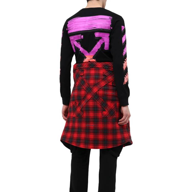 Off-White Mens Black Long-Sleeve Diagonal Striped OMAB001R21JER0031032