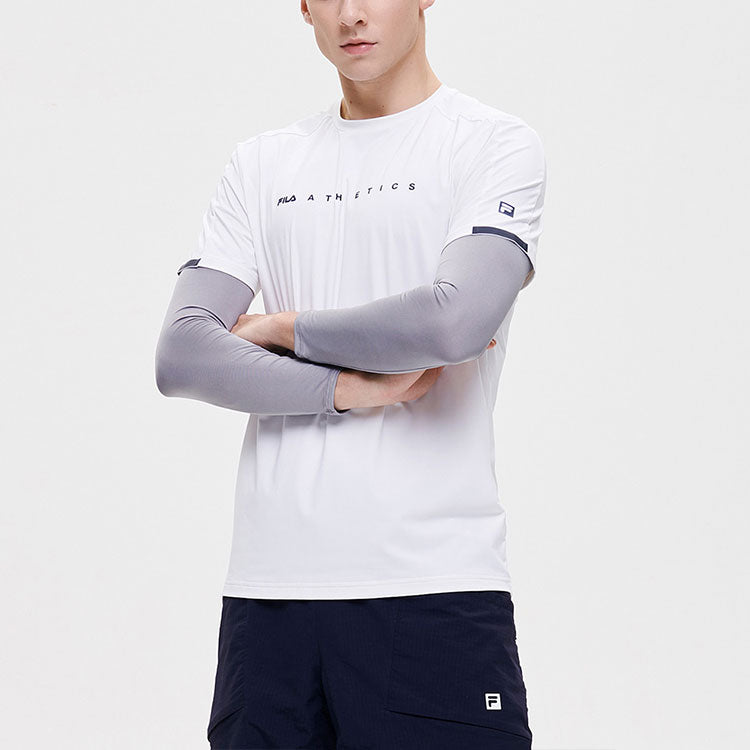 Men's FILA Athletics Round Neck Pullover Casual Sports Short Sleeve White T-Shirt A11M131101F-WT