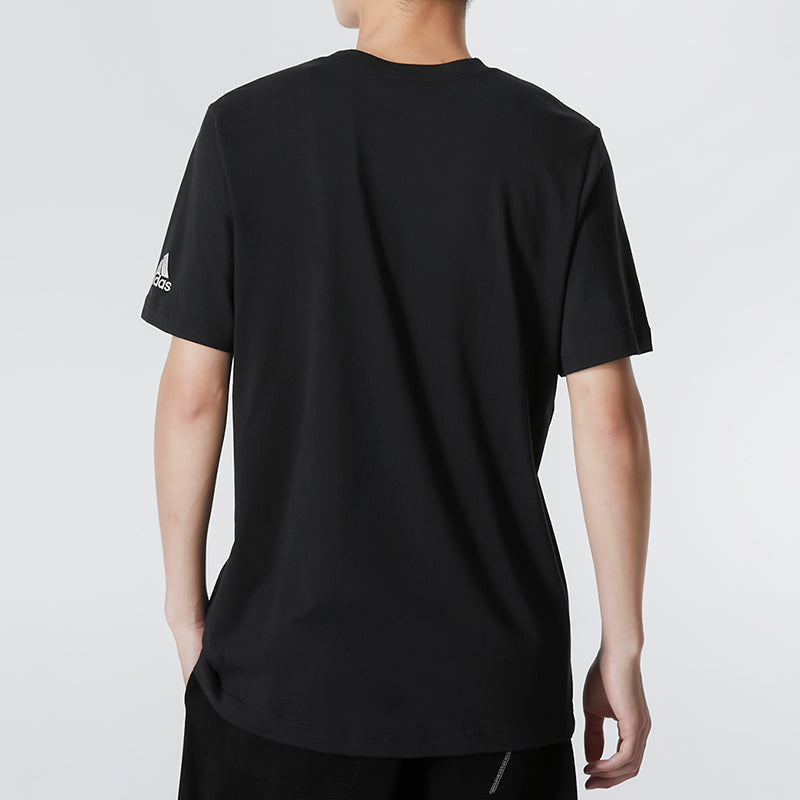 Men's adidas Geometry Pattern Alphabet Printing Athleisure Casual Sports Round Neck Short Sleeve Black T-Shirt HD6367
