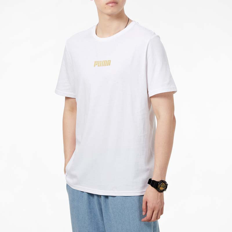 PUMA Alphabet Printing Casual Sports Short Sleeve White 847651-02