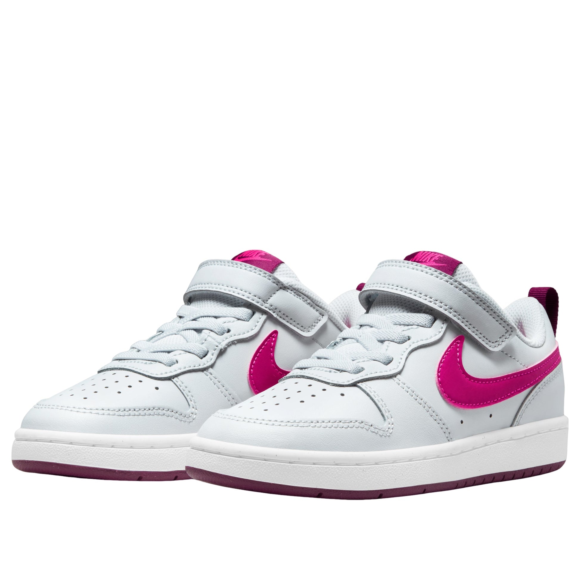 (GS) Nike Court Borough Low 2 'Grey Bright Pink' BQ5451-015