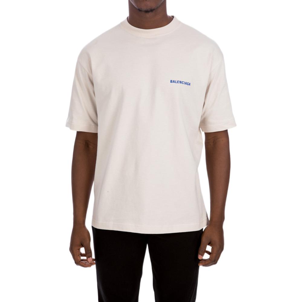 Balenciaga go Luxury Crew Neck Unisex Cotton Short Sleeves White 612966TIVG59055
