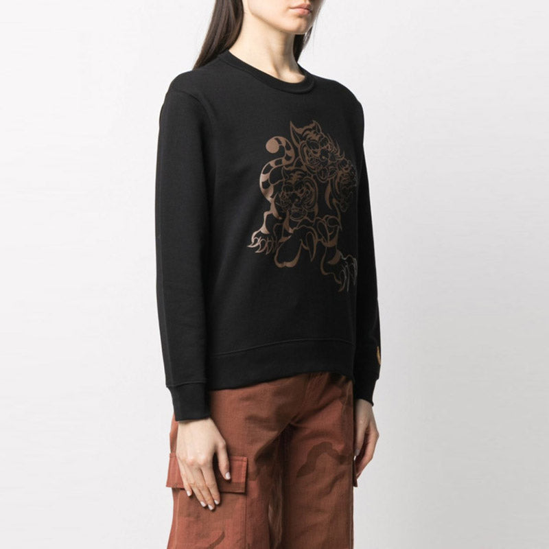 (WMNS) KENZO x KANSAIYAMAMOTO Crossover TIGER Round Neck Pullover Black Hoodie FB52SW8254ML-99