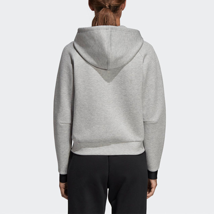 (WMNS) adidas Drawstring Hooded Zipper Jacket Grey DU6571