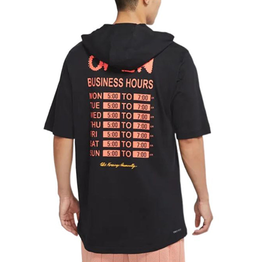 Air Jordan Alphabet Numeric Printing hooded Pullover Short Sleeve Black DQ7383-010