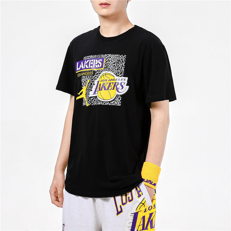 Air Jordan DRI-FIT NBA Los Angeles Lakers Printing Basketball Sports Round Neck Short Sleeve Black DA6629-010