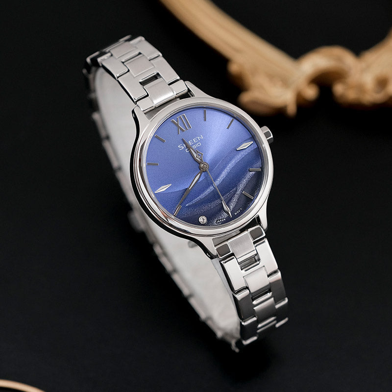 CASIO SHEEN Series SEA WAVE Subject Stylish Simplicity Watch Artificial Sapphire Gradient Blue Sapphire Crystal SHE-4550D-2BUPR