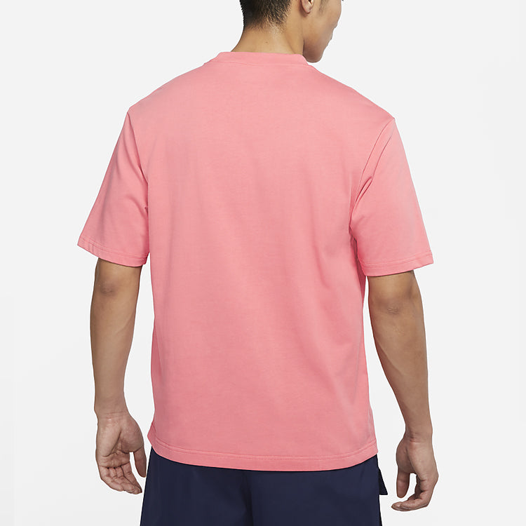 Men's Air Jordan Solid Color Alphabet Logo Printing Round Neck Short Sleeve Pink T-Shirt DO6100-604