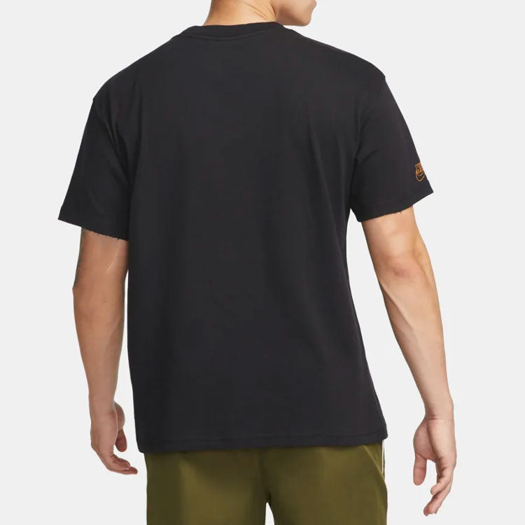 Men's Nike Logo Pocket Printing Round Neck Short Sleeve Black T-Shirt DR7967-010