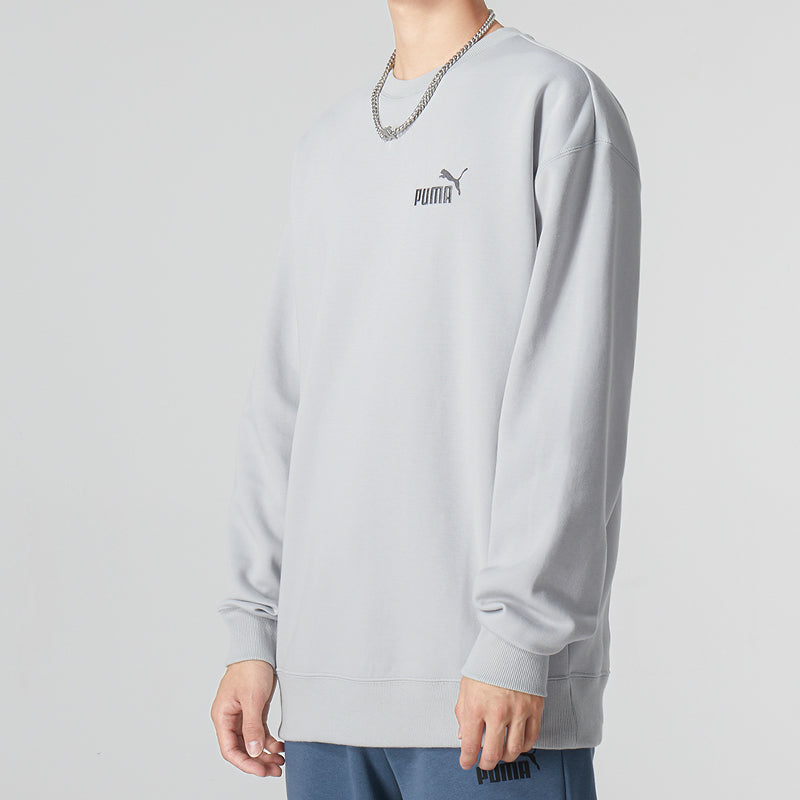 PUMA Small Logo Relaxed Crew Logo Sweater 'Grey' 673605-19