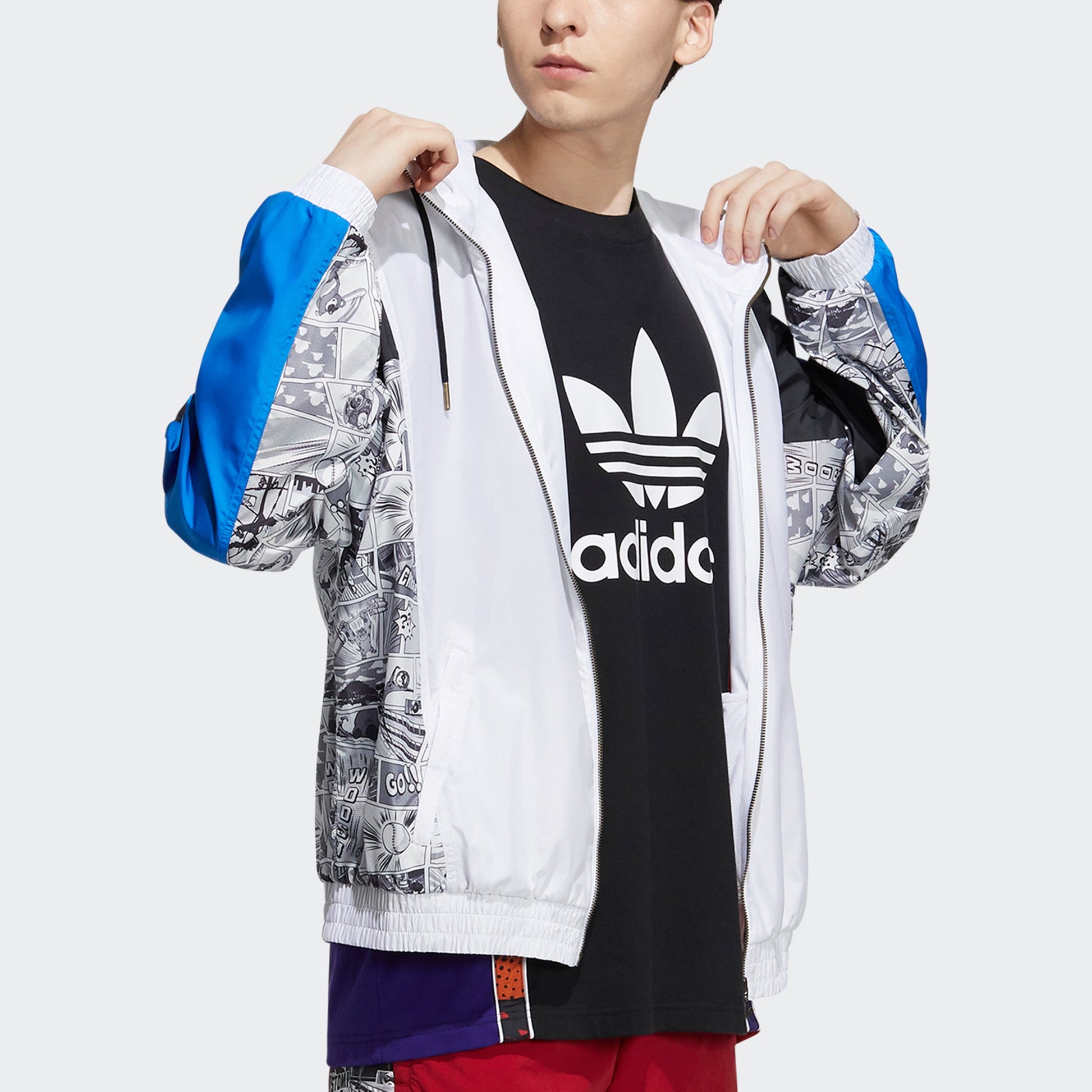 adidas originals x Disney Crossover Manga Wb Pattern Sports Hooded Jacket White HD9078