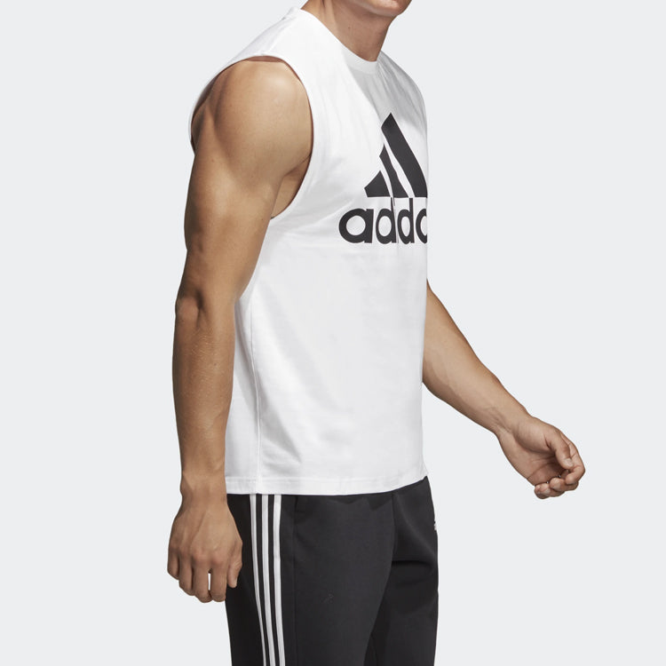 Men's adidas Sports Stylish Round Neck White Vest DQ1458