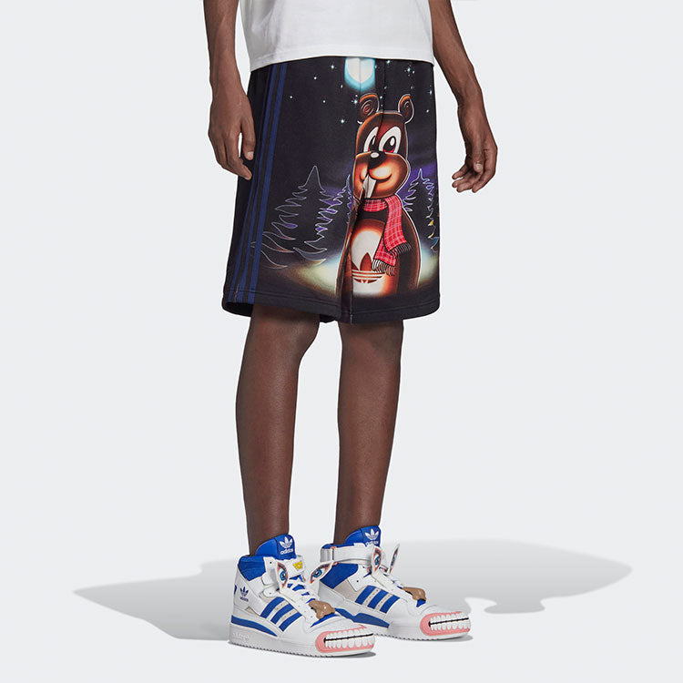 adidas originals x Kerwin Frost Crossover Cartoon Printing Loose Sports Shorts Black HG8777