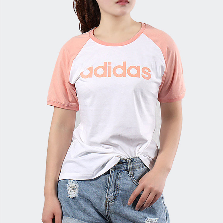 (WMNS) adidas neo Colorblock logo Printing Short Sleeve White Pink DW7949