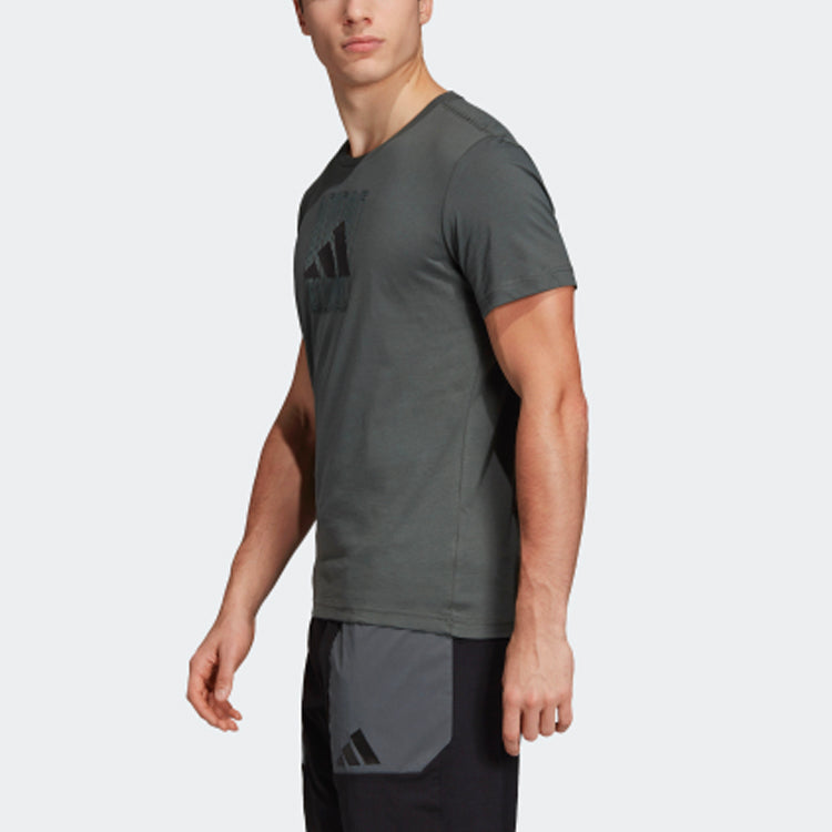 adidas The Pack Q2 Gfx logo Printing Sports Short Sleeve Green DV3059