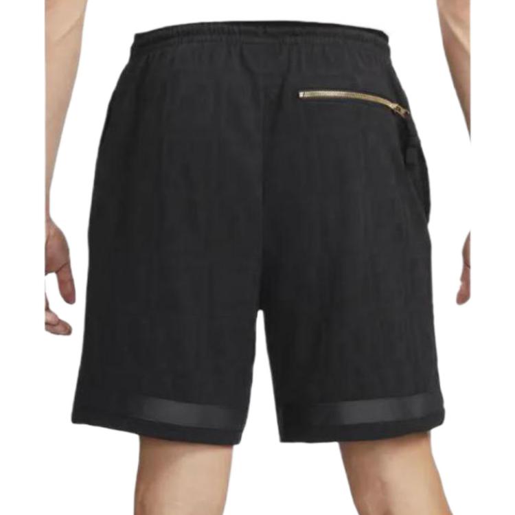 Men's Nike SS22 Solid Color Metallic Zipper Elastic Waistband Lacing Black Shorts DH7552-010